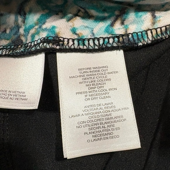 NEW, Anne Klein, Patterned Wrap Dress, Size 14, Green, Black, Pink - Picture 10 of 12